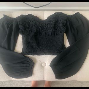 Abercrombie off shoulder smocked puff sleeve top